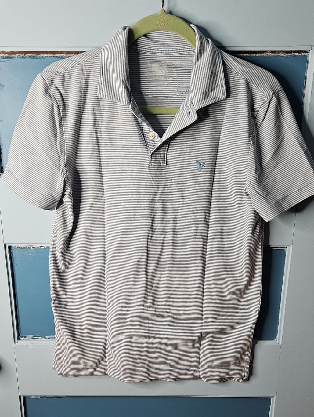 American Eagle Men's Short Sleeve Striped Polo Shirt - Blue/White XS